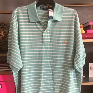 Polo by Ralph Lauren Green and White Striped Polo Shirt
